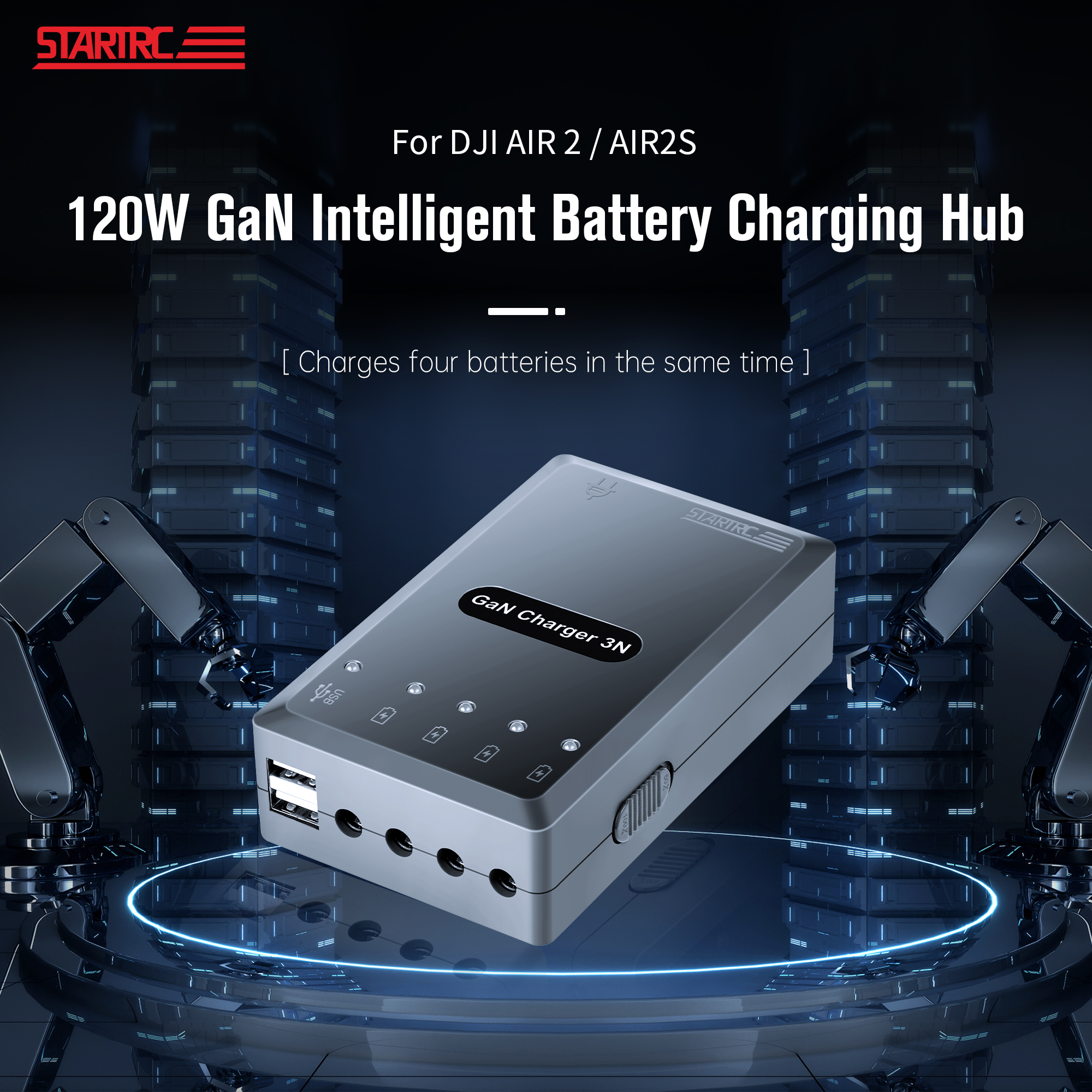 STARTRC 120W 氮化镓充电器 适用于 DJI Mini 4 Pro/ Mini 3 Pro/ Mini 3 1