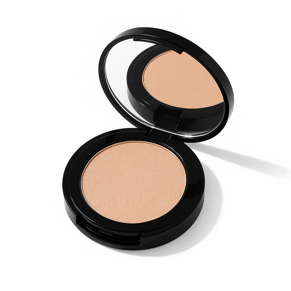 Powder highlighter black container high shimmer easy to use vegan blendable Silky smooth powder 1