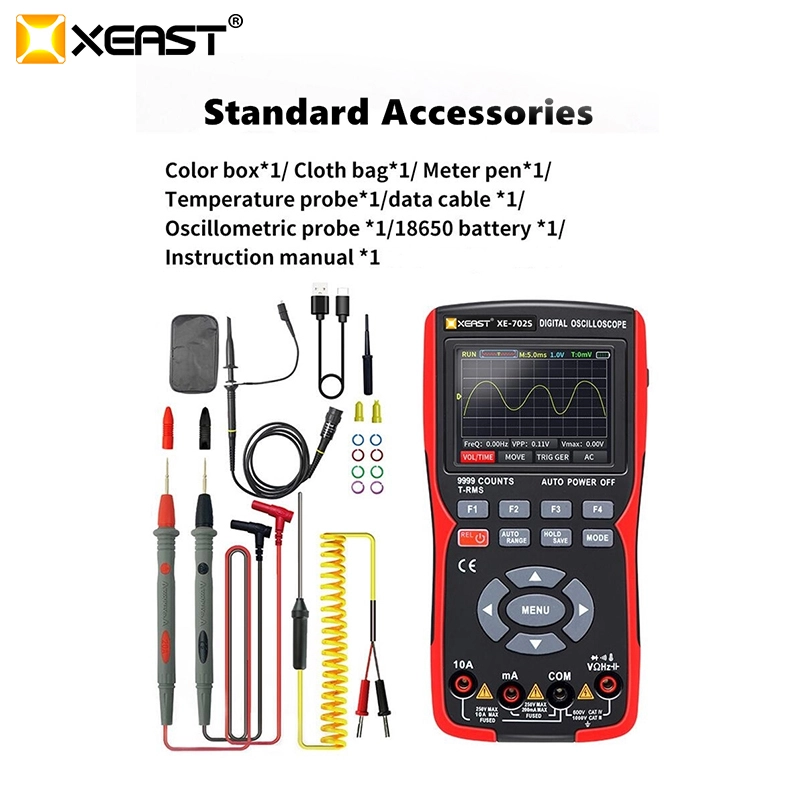 XEAST XE-702S 2 in 1 Digital Oscilloscope Multimeter 48MSa/s 10Mhz 999