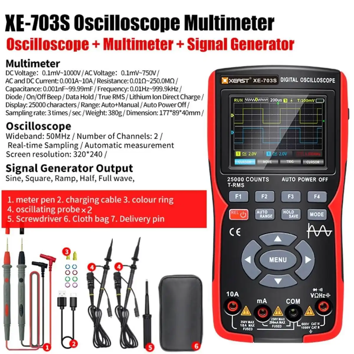 For Military Camp Portable Digital Oscilloscope Blue & Black by 5
