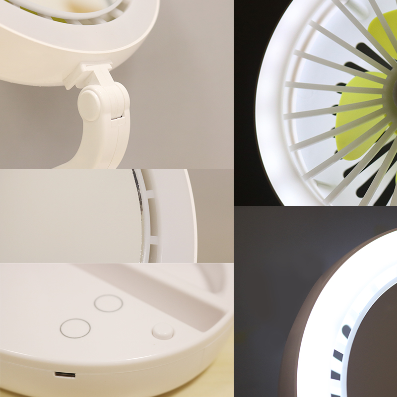 Led Smart Desk Light Up Mirror With Fan 5