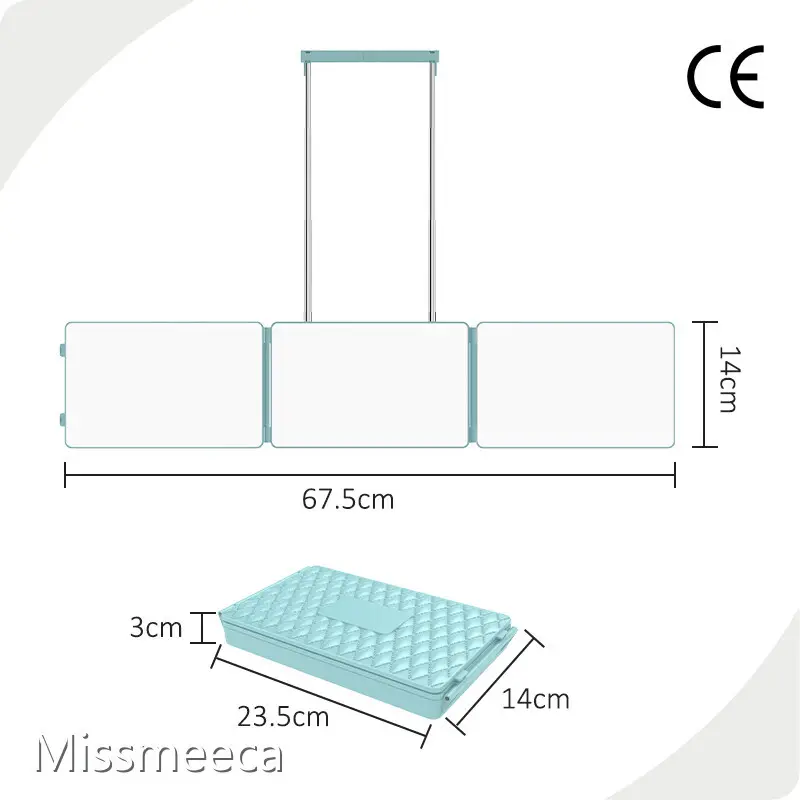 3 Way Mirror for Self Hair Cutting Brand 14kg/15kg ABS+glass Mini Grid Hairdressing Mirror (without Lights) Black/white/sky Blue 1