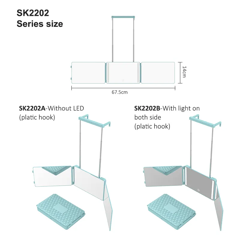 3 Sided Mirror for Cutting Hair 1500mah Li-battery 50.5*35*38cm (10 PCS/box) 1450g 5