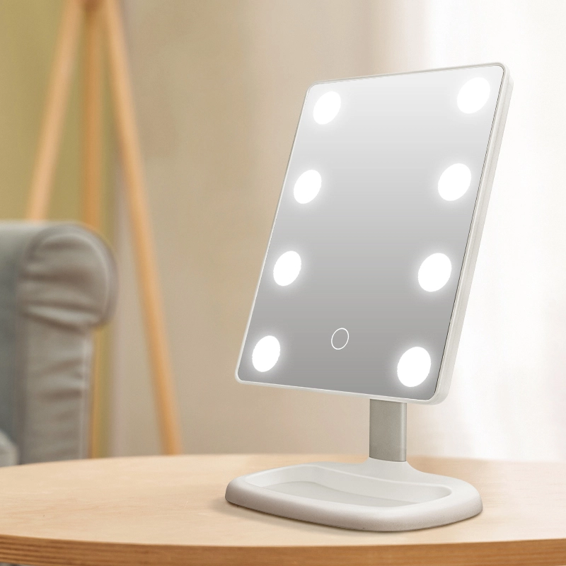 Desktop Vanity Mirror With 8 Large LED Bulbs 1