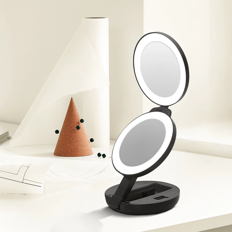 Small Travel Foldable Makeup Mirror With Lights 1