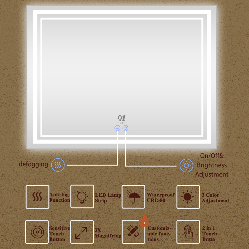 Grand miroir de salle de bain à LED Fournisseurs Espejo De Pared | WCF-SK006 5