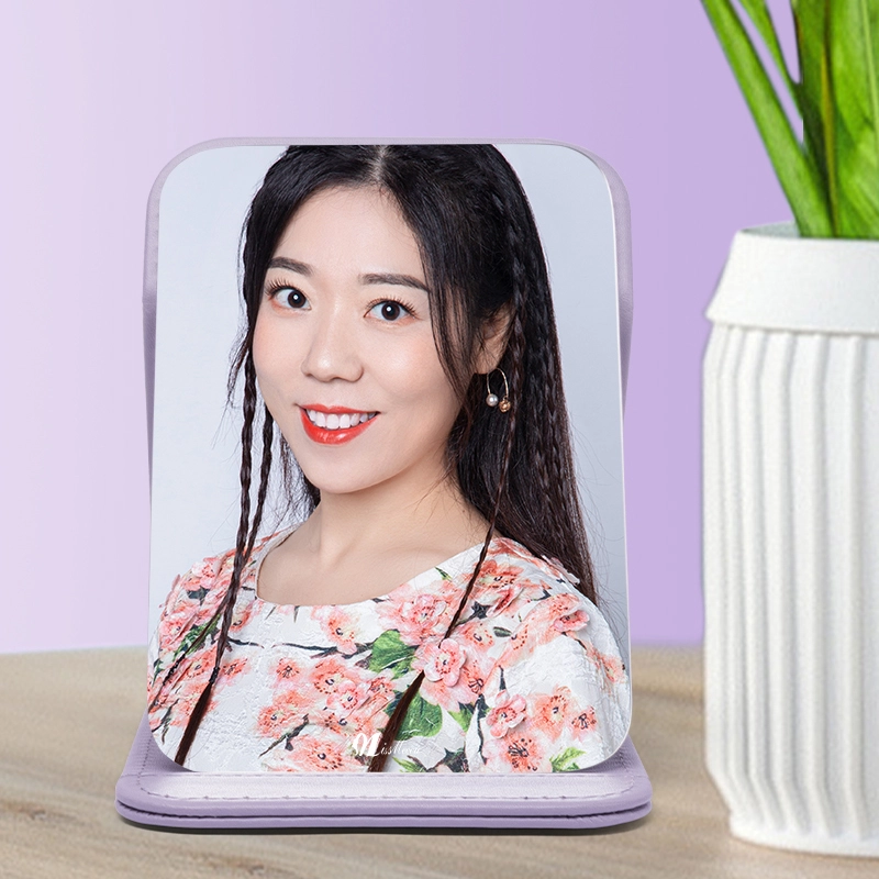 Small size PU Leather makeup desktop mirror 1