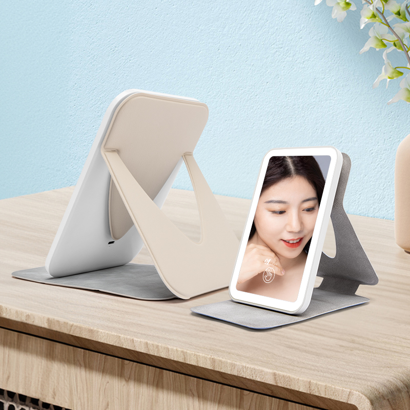 Newest PU leather foldable makeup mirror 3