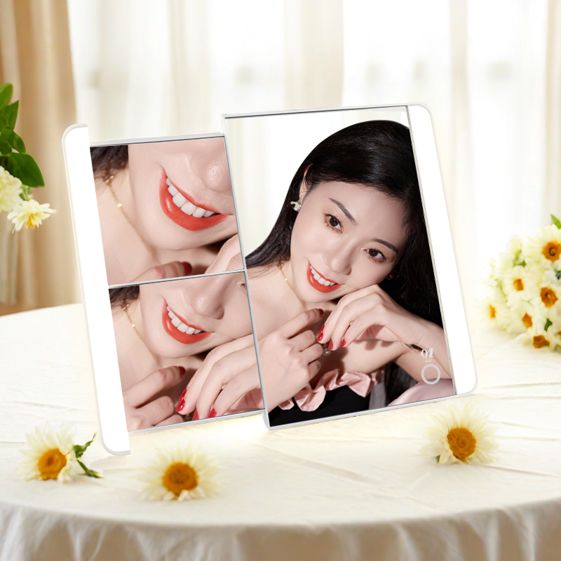 Retractable Mirror - Front View with Woman Applying Makeup