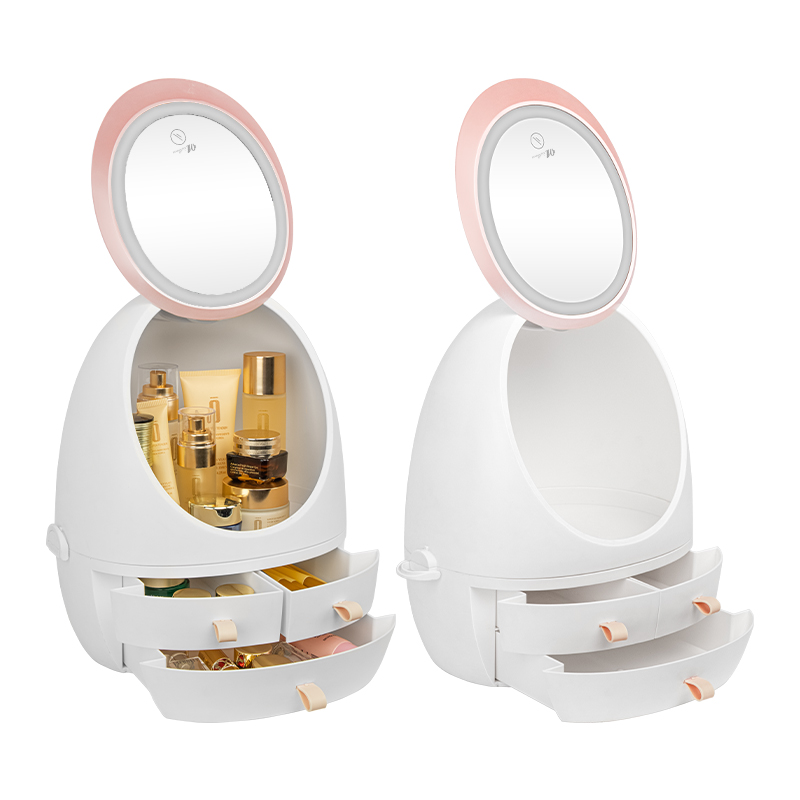 Makeup Storage Organizer Box With Led Lighted Mirror 6