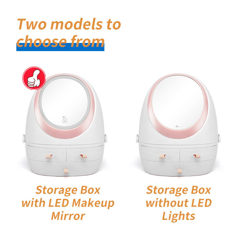 Makeup Storage Organizer Box With Led Lighted Mirror 8