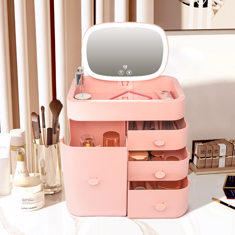 Makeup Storage Box with Mirror 1