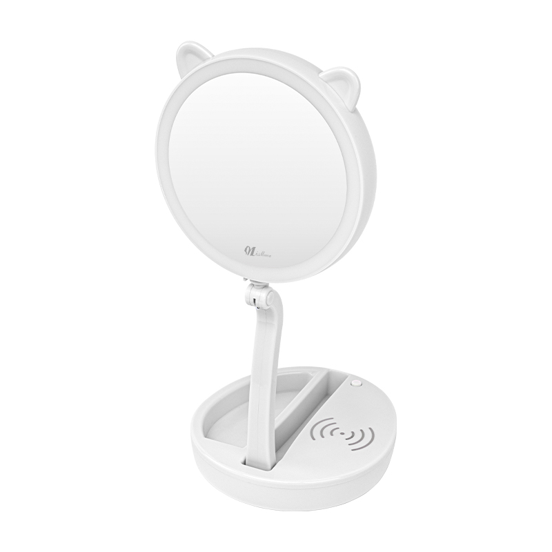 LED folding double-sided makeup mirror with wireless charging 6