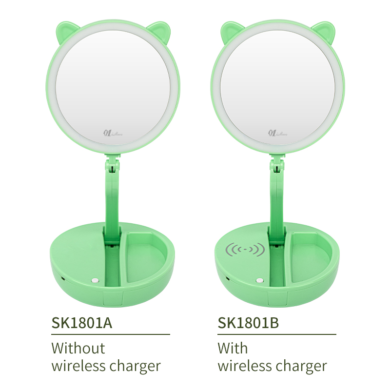 LED folding double-sided makeup mirror with wireless charging 5
