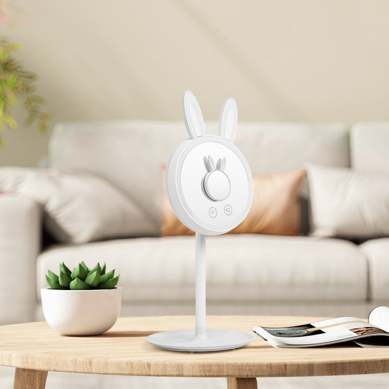 Cute desktop makeup mirror with light  2-in-1 Rabbit Vanity Mirror & Table Lamp 10X Magnetic Adjustable Brightness 180° Swivel Rechargeable 1