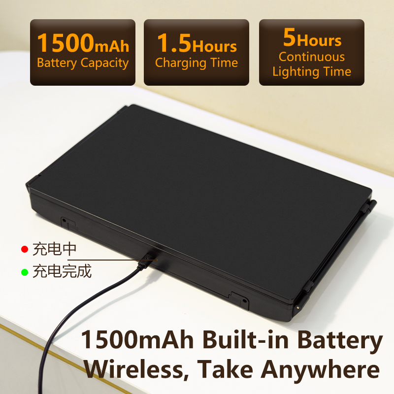 Miroir triple rechargeable avec batterie 1500mAh, portable sans fil &
