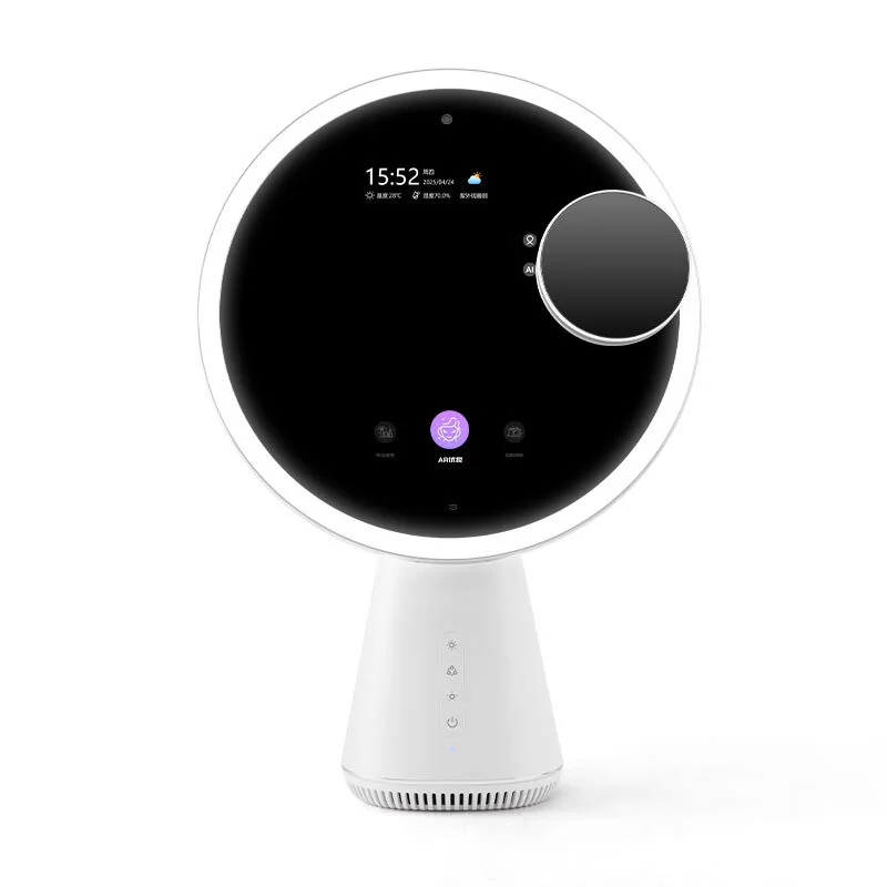 Front view of Smart makeup mirror with magnifying mirror