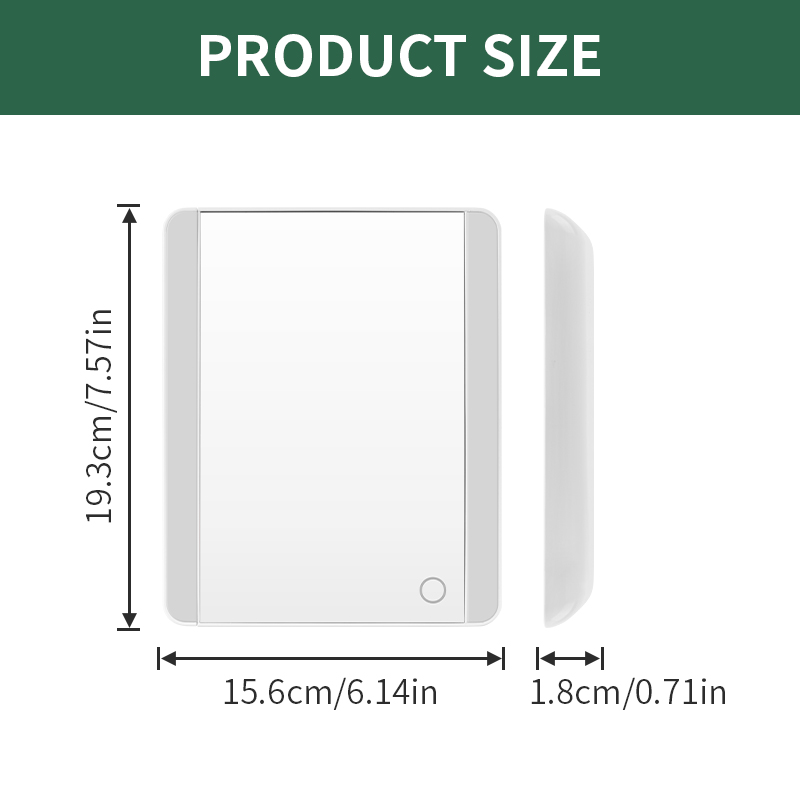 Retractable Mirror - Product Size Dimensions 19.3x15.6x1.8cm