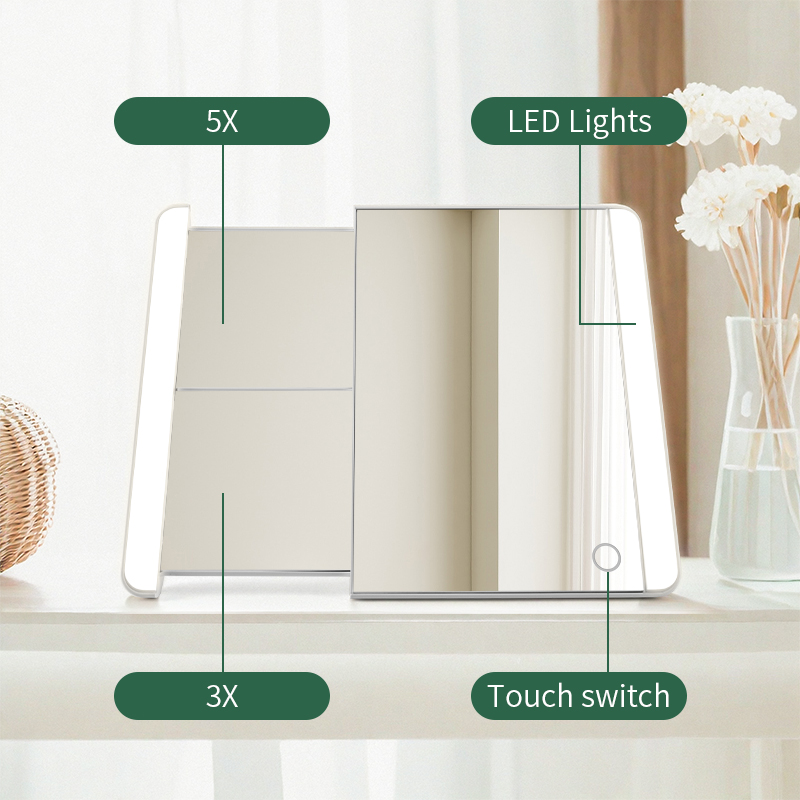 Retractable Mirror - 3X 5X Magnification LED Lights Touch Switch