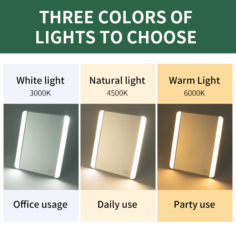 LED Vanity Mirror - 3 Color Modes White Natural Warm Light