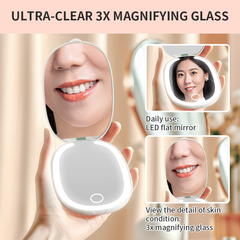 3X Magnifying LED Mirror - Dual-Sided View for Daily Use and Skin Detail