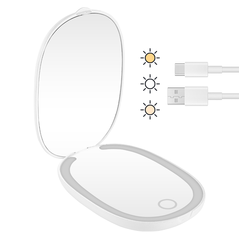 Rechargeable LED Makeup Mirror - Triple Light Modes with USB-C Charging