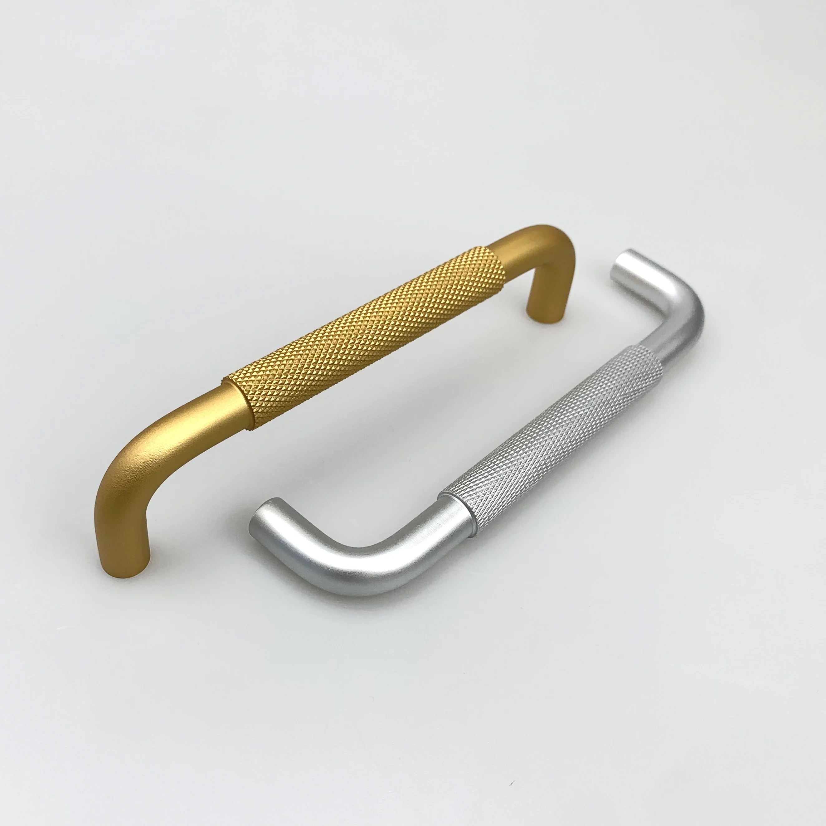 Maniglie zigrinate per mobili moderni in alluminio, ottone, oro, argento, cassettiera da cucina 1