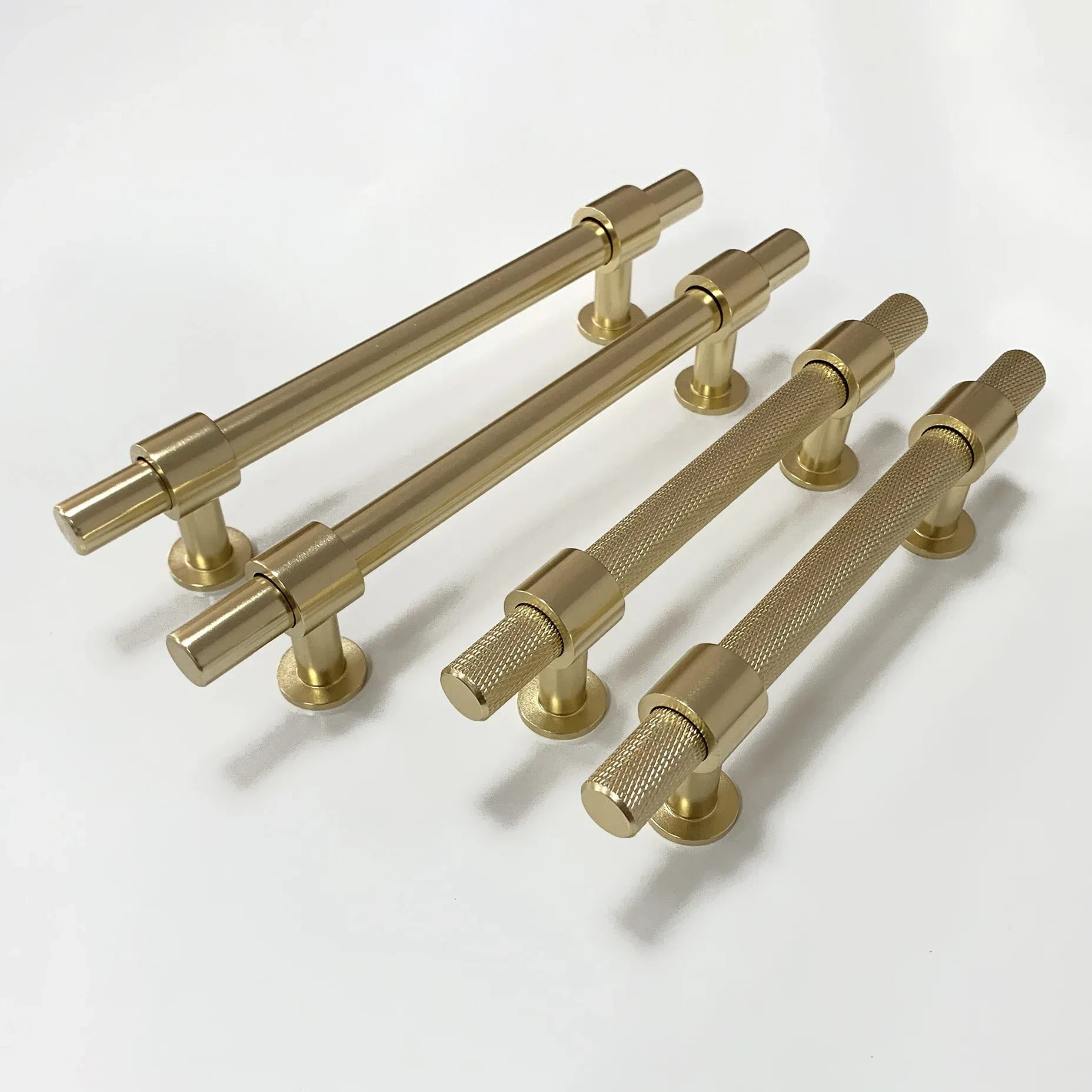 Knurled Furniture Handles Aluminum Alloy Brass Gold T Bar Knurling Cabinet Cupboard Handle 1