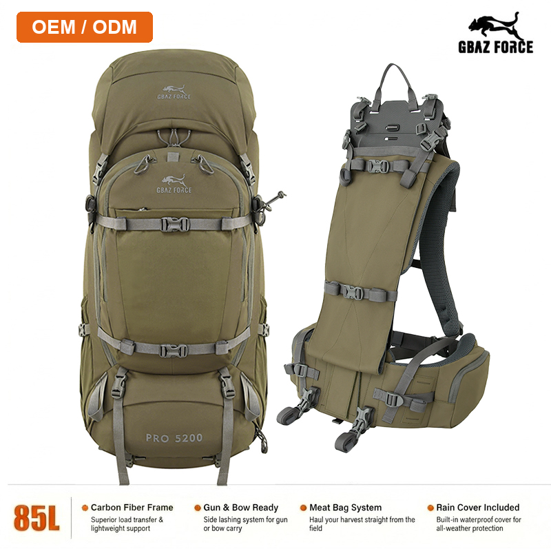 GAF 85L 500D Nylon Hunting Backpack with Ultralight Carbon Fiber External Frame 905-051 Bow Rifle Carrier Pack 2