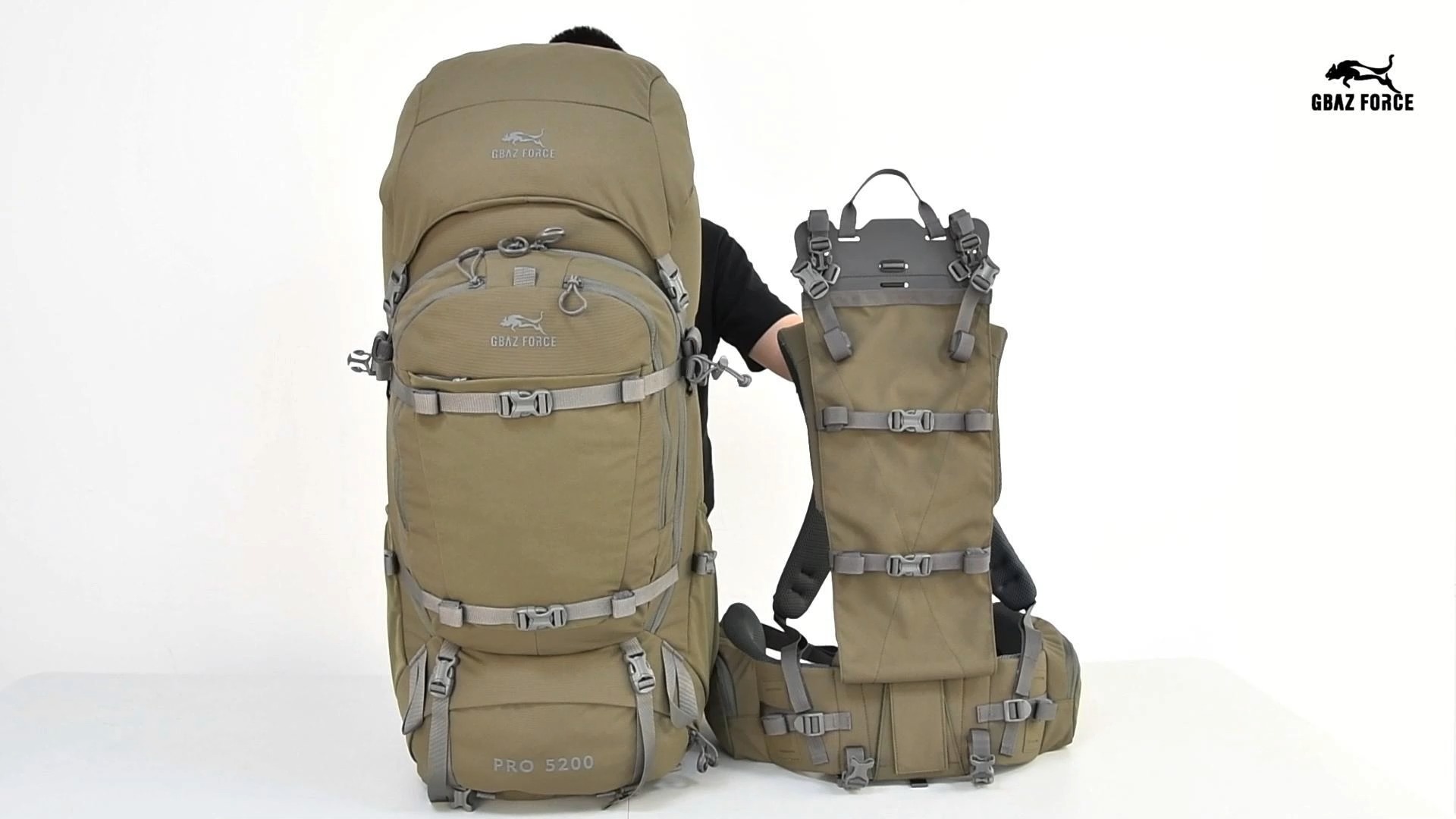 GAF 85L 500D Nylon Hunting Backpack with Ultralight Carbon Fiber External Frame 905-051 Bow Rifle Carrier Pack 1