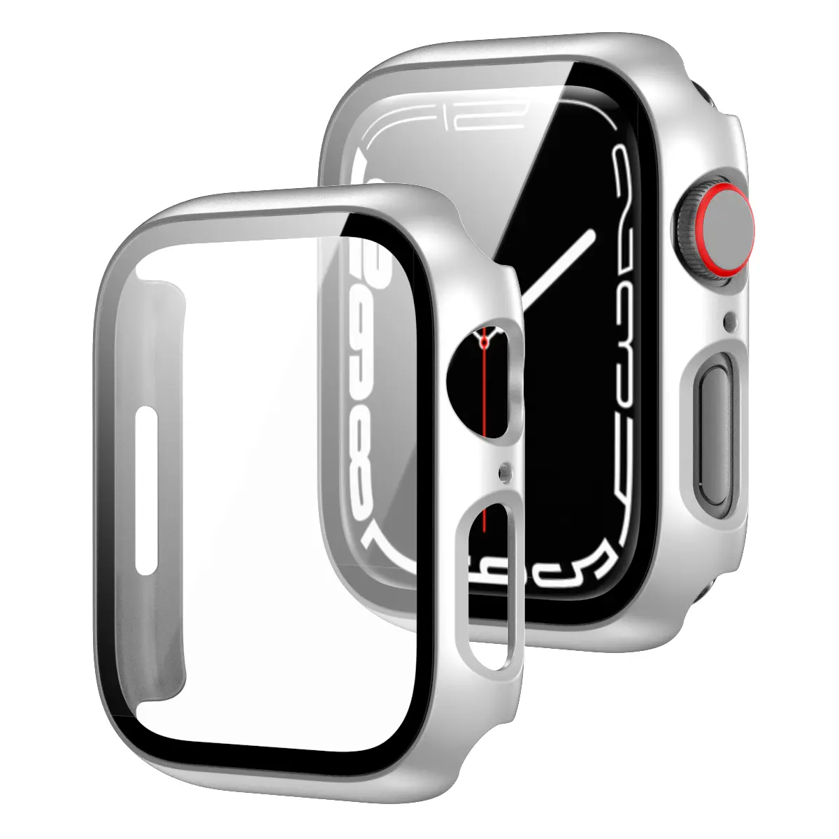 Funda de vidrio templado para Apple Watch PC dura + vidrio templado de 7