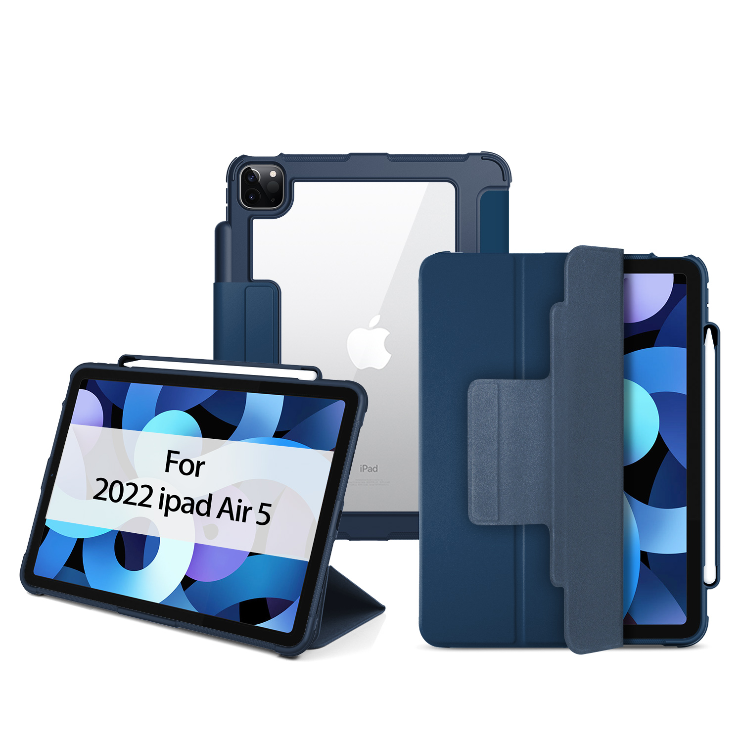 Shockproof Scratch-proof Pencil holder Transparent Smart iPad cover 1