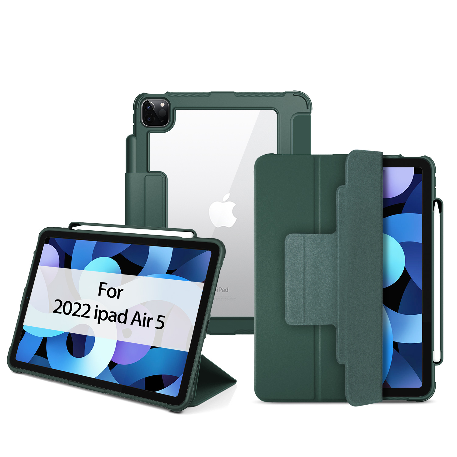 Shockproof Scratch-proof Pencil holder Transparent Smart iPad cover 3