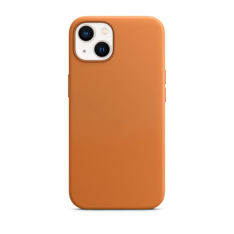 Top Grain Leather Shockproof Metal buttons mag safe Phone Case 1