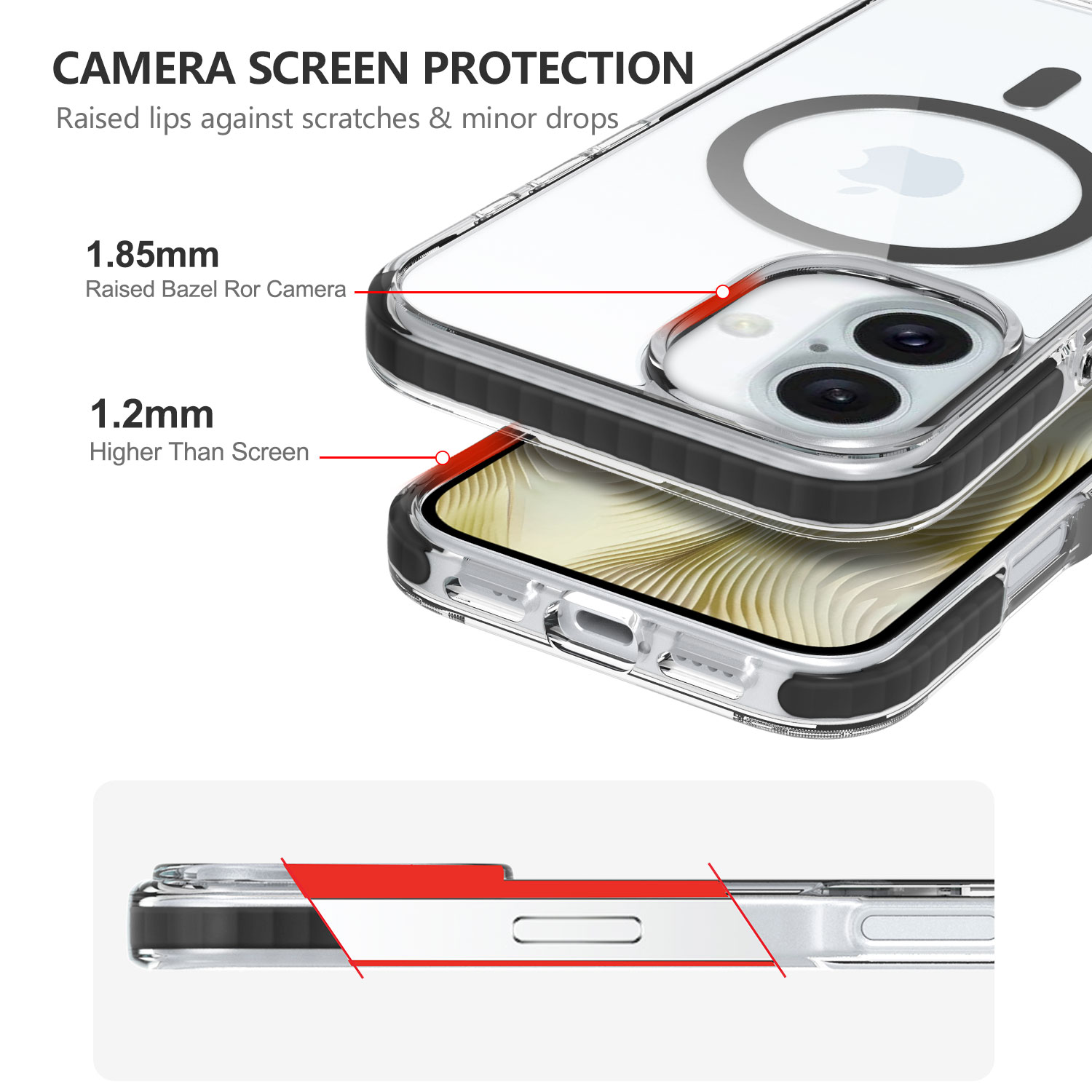 Couverture magnétique antichoc transparente de téléphone portable de cas de rebond pour l'iPhone 16 14