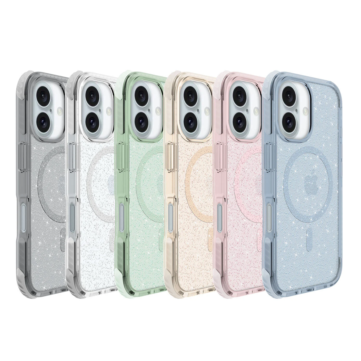 Premium TPU PC TPE Glitter Bling Protect Cover Funda de teléfono magnética transparente para iPhone 15 16 gama 1
