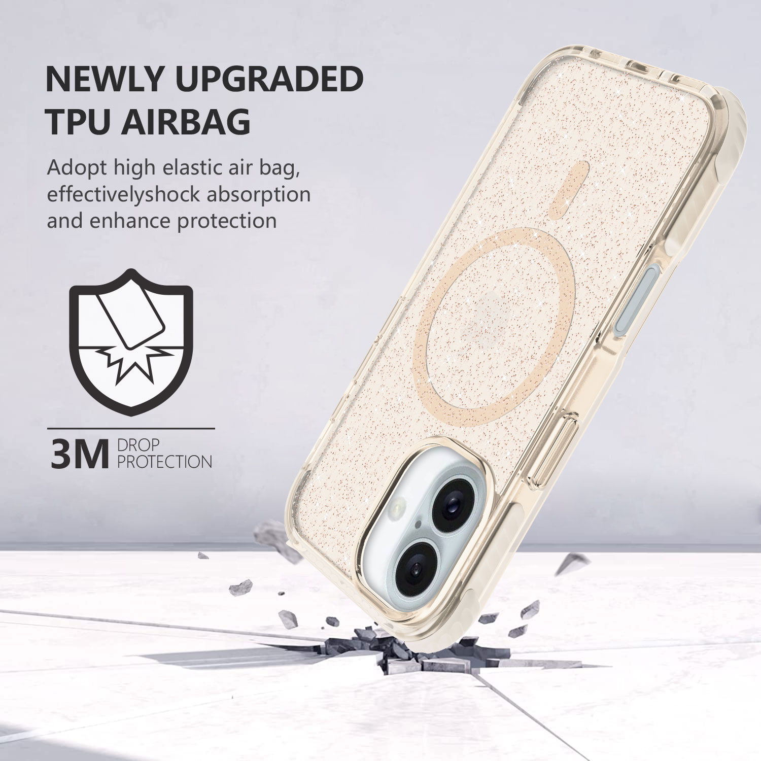 غطاء حماية ممتاز من مادة TPU PC TPE اللامعة اللامعة غطاء حماية مغناطيسي شفاف لهاتف iPhone 15 16 5
