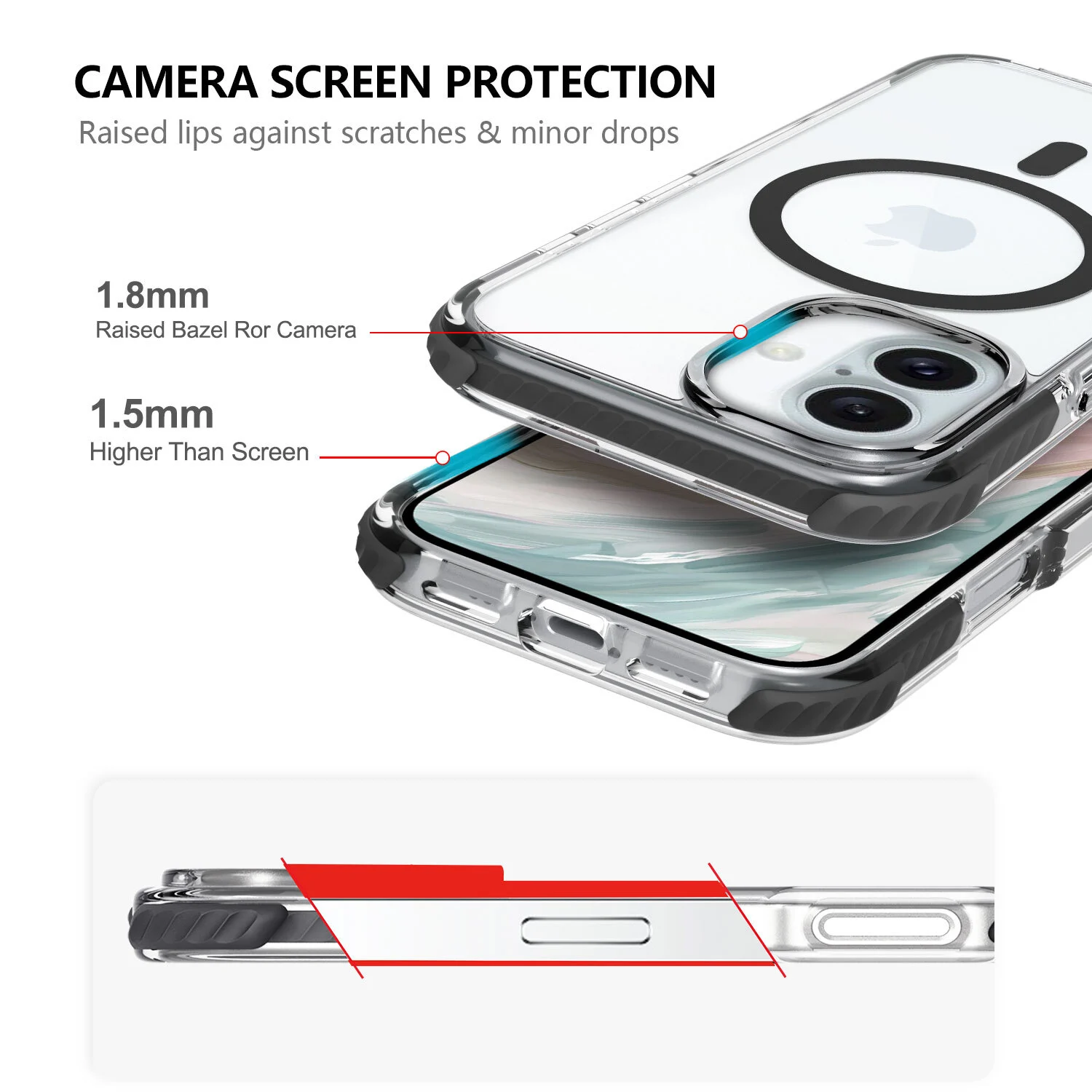 Transparente, staubdichte, harte iPhone-Hülle - - 12