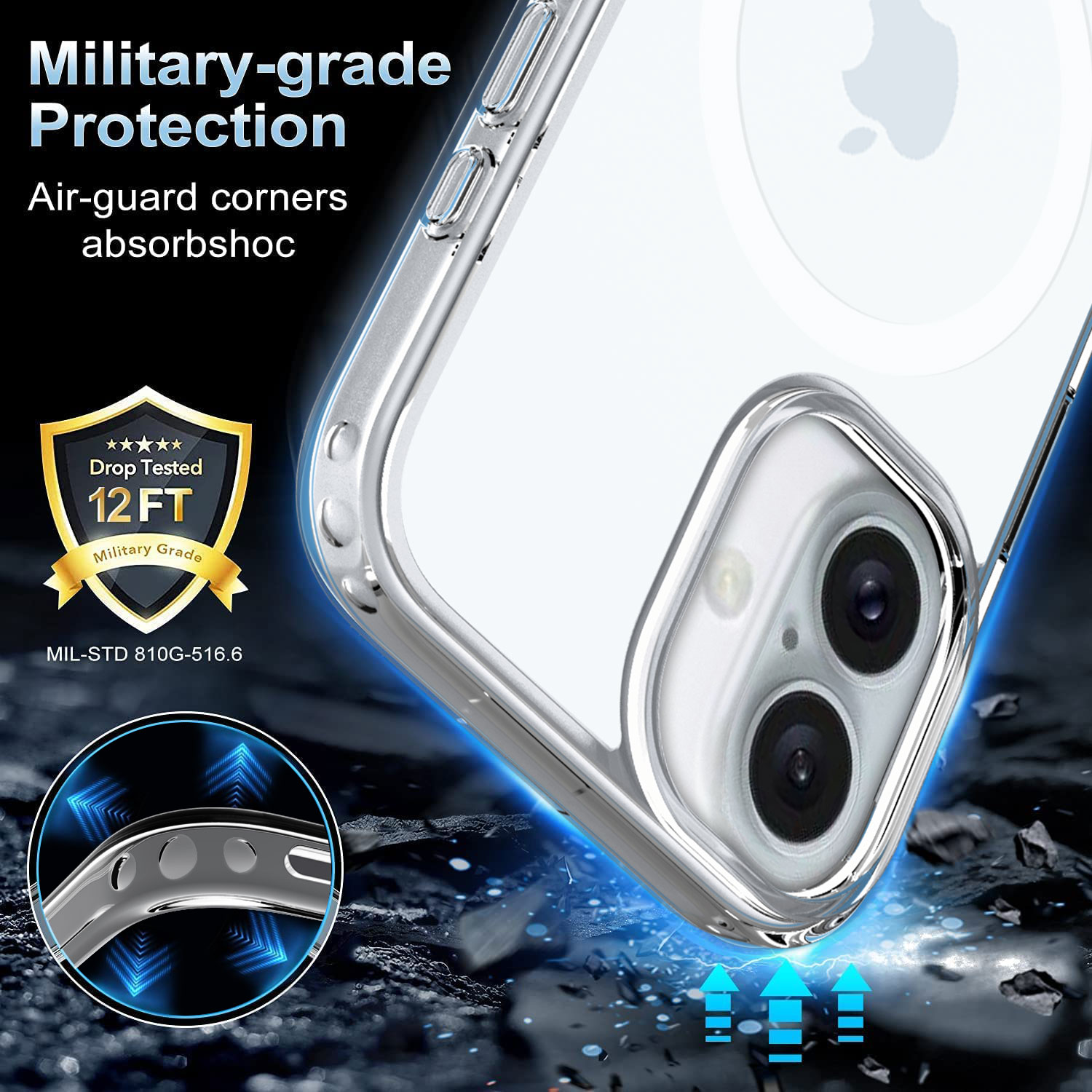 Transparent Anti-yellow TPU Phone Case For iPhone 16 Shockproof Clear Magnetic Case 8