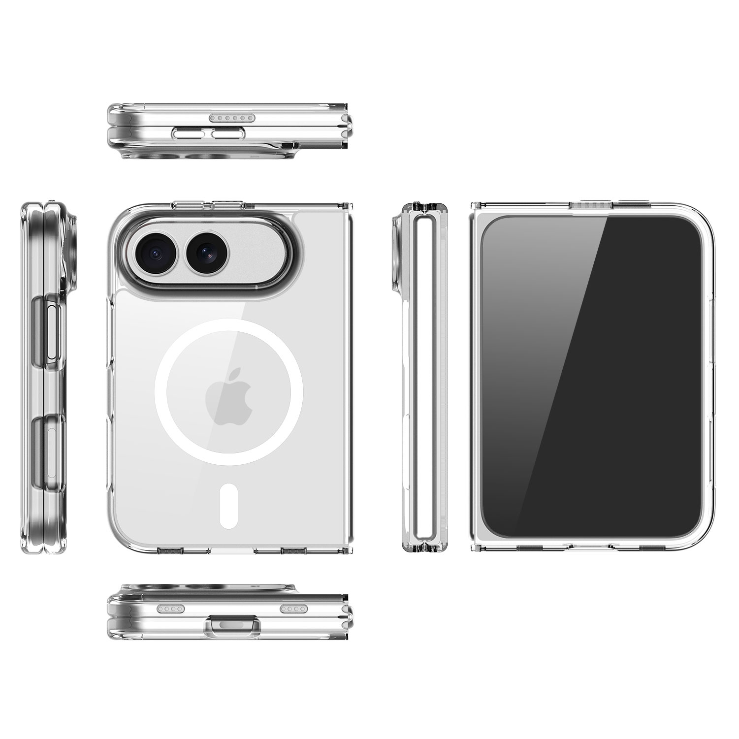 iPhone 18 Duo Fold Magnetic Cover with Scratch-Resistant Clear Back – TPU Frame + PC Panel, Supports MagSafe & Wireless Charging 1