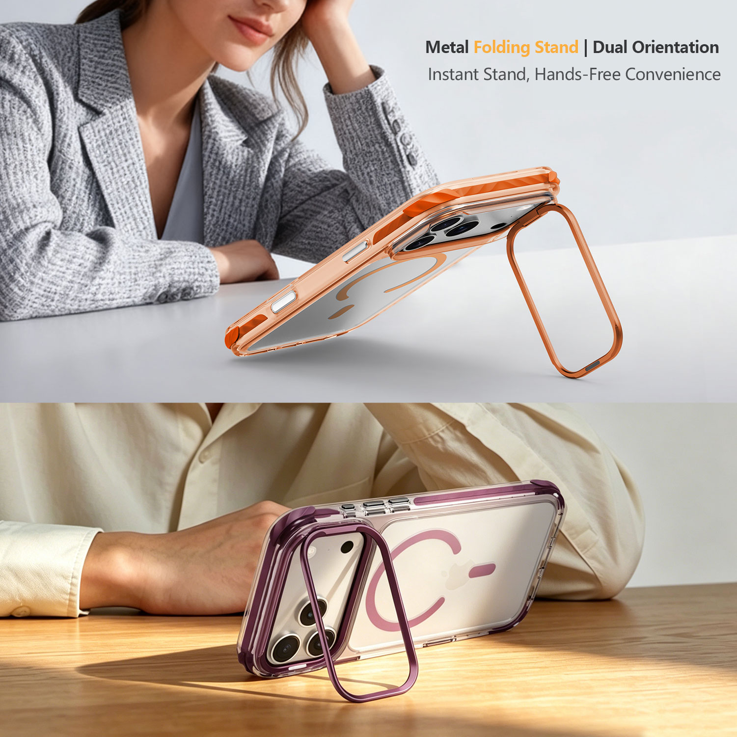 Coque magnétique pour iPhone 18 Pro Max – Support d'objectif en métal intégré, polycarbonate transparent anti-rayures, cadre en TPE absorbant les chocs 2