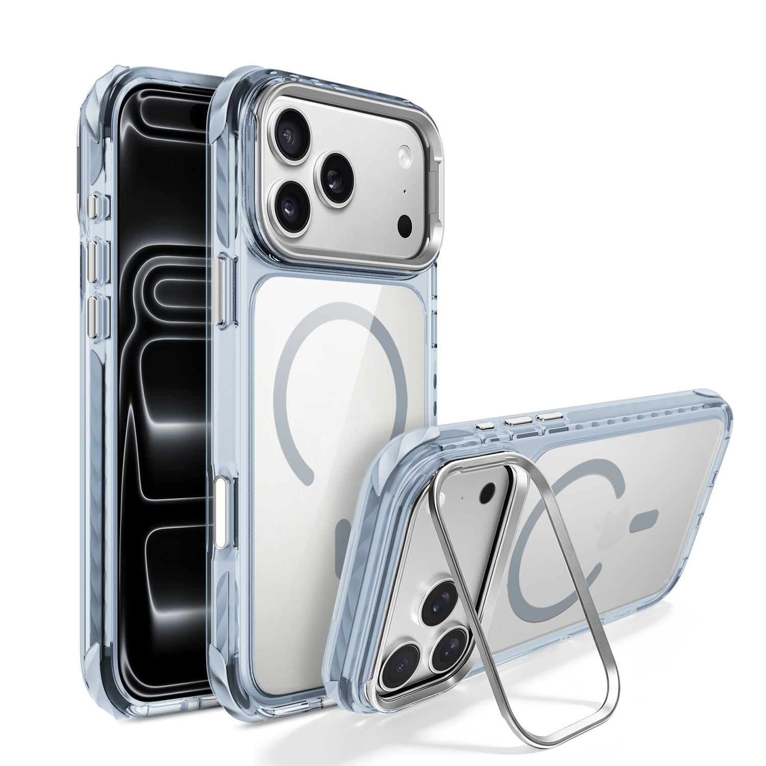 Coque magnétique pour iPhone 18 Pro Max – Support d'objectif en métal intégré, polycarbonate transparent anti-rayures, cadre en TPE absorbant les chocs 1