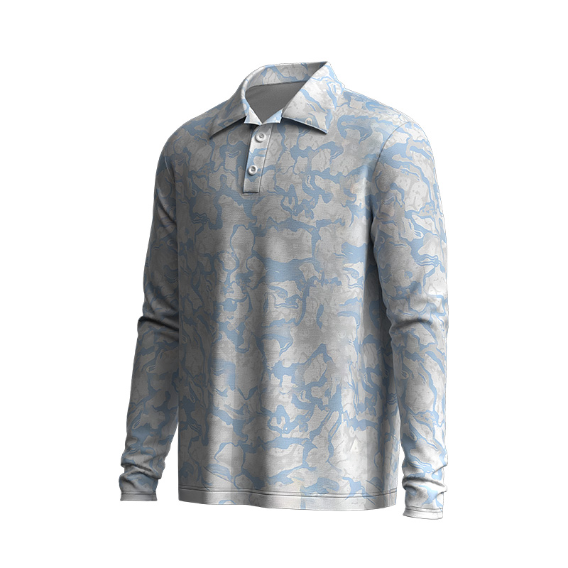Camisa polo de manga comprida para pesca de alto desempenho com proteção solar UPF +50. 5