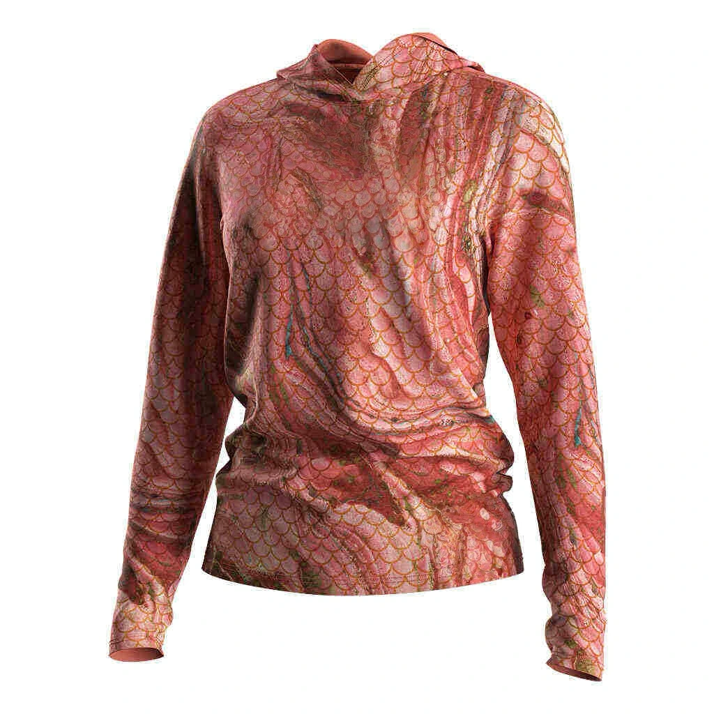 Wholesale Custom Blank Women's Scaled Print Hooded Long Sleeve UV Protection Fishing Shirt 1