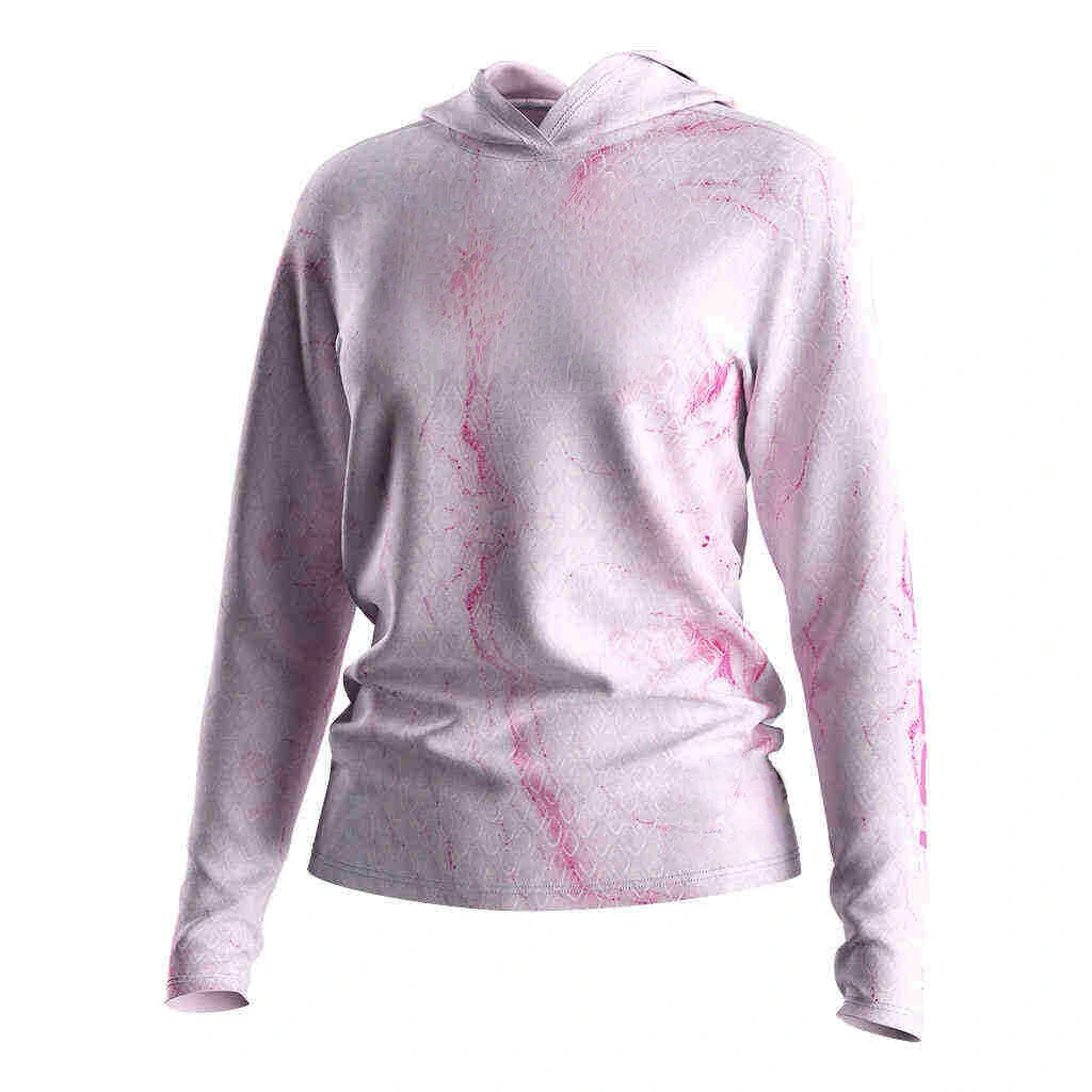 Wholesale Custom Blank Women's Pink Pattern Hooded Long Sleeve UV Protection Fishing Shirt 1