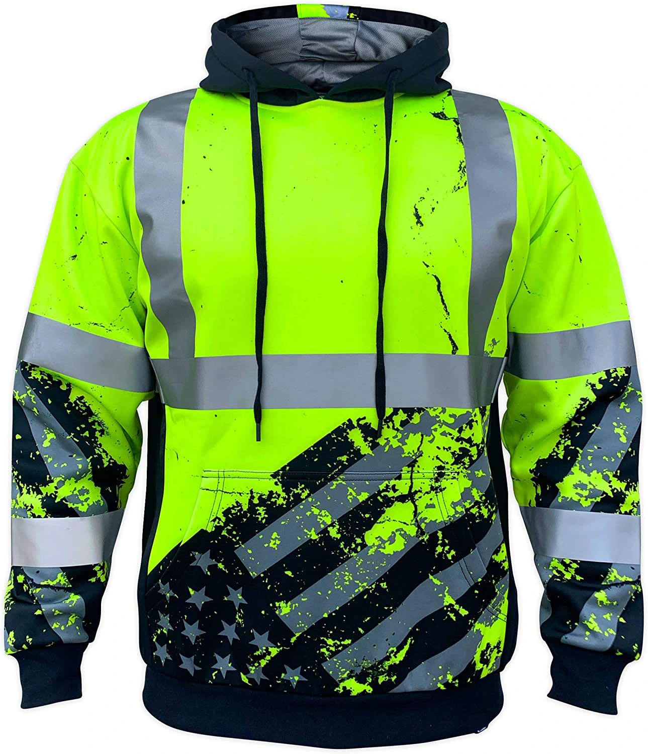 Custom American Grit Hi Vis Reflective ANSI Class 3 Safety Hoodie - Outdoor Workwear by Dery 1