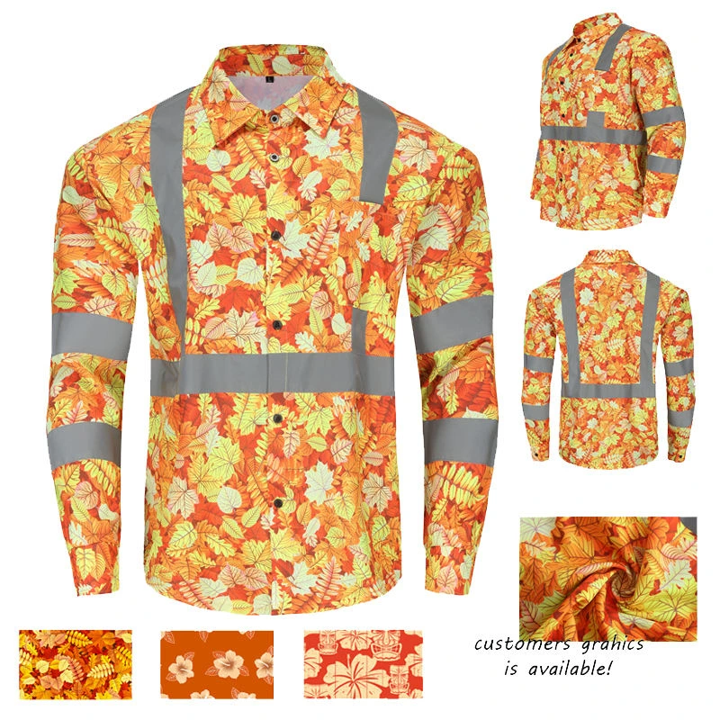 Paʻi Leaf Autumn Leaf Hi Vis Long Sleeve Pākuʻi - Hoʻomanaʻo i nā lole palekana hana na Dery 1