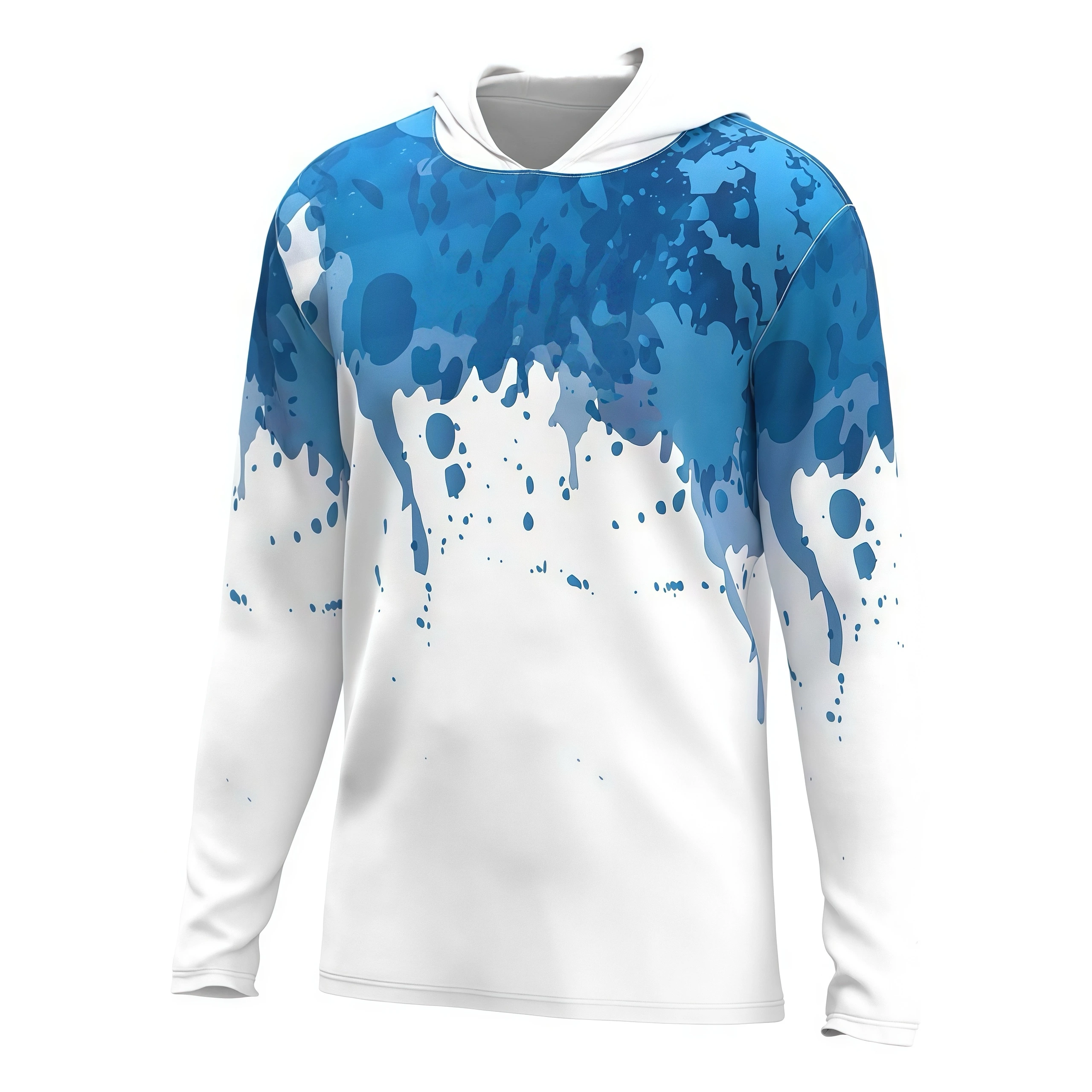 Camisa de pesca con capucha y degradado azul, personalizada, con protección solar UPF - Ropa de pesca para barco de Dery 1