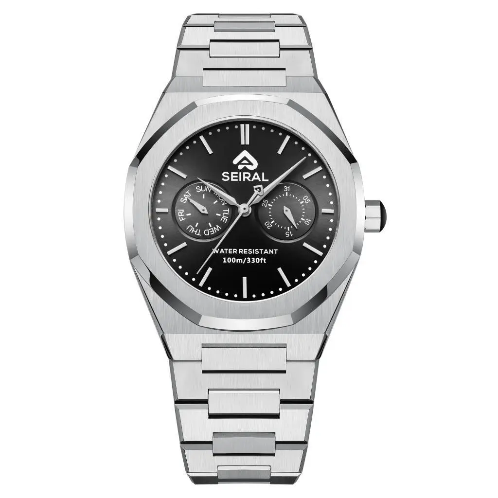 Wholesale Stainless Steel Black Quartz Watch SEIRAL Brand 6