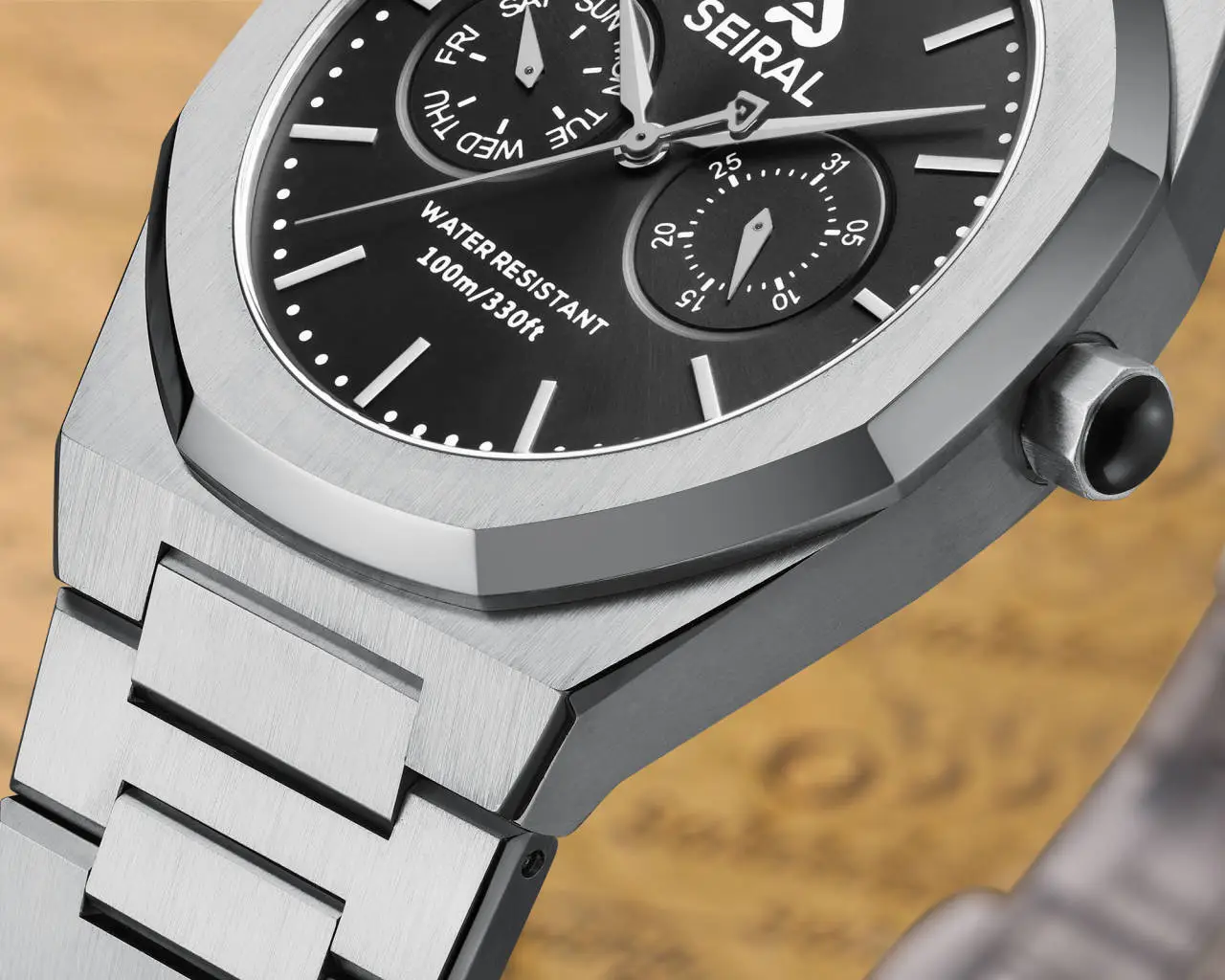 Wholesale Stainless Steel Black Quartz Watch SEIRAL Brand 8